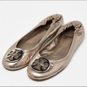 Tory Burch Reva Metallic Snakeskin Flats